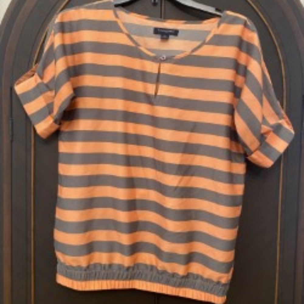 Banana Republic gray and orange blouse